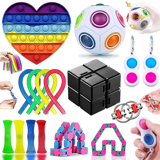 Fidget Toy, Fidget Pack, Sensory Toys Set Stress Relief Toys for Kids Fidget Toys Pack with Poppet Fidget Toy
