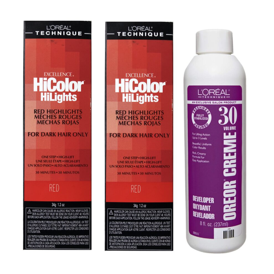 (2-pack & Developer) L'Oreal Excel HiColor RED Colour Optional Developer