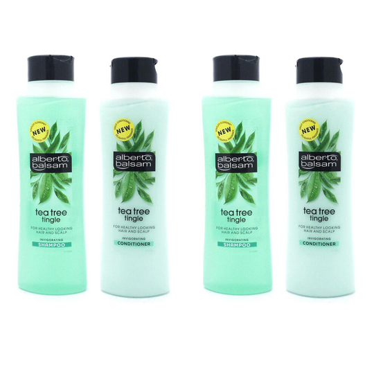 (2x Shampoo & 2x Conditioner - Tea Tree Tingle) Alberto Balsam Hair Shampoo & Conditioner 350ml Bottle
