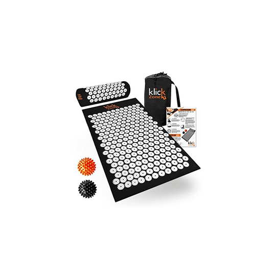 Set of 4Pcs Acupressure Mat and Pillow Set with 2 Spiky Massage Balls, Shakti Mat with Travel Bag, Muscle Relaxation Mat for Neck & Back Pain Rel