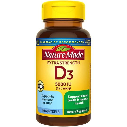 Nature Made Vitamin D3 SoftGels Extra Strength 25 mcg (5000 IU) 90 ct Dietary Supplement