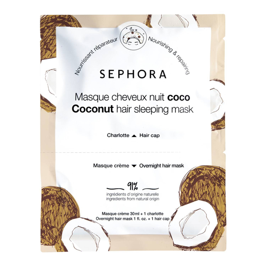 Sephora Collection Overnight Hair Mask Cream Mask And Cap Coconut Hair Night Mask
