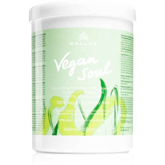 Kallos Vegan Soul Nourishing Mask For Dry, Stressed Hair 1000 ml