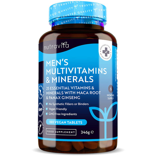 Nutravita - Men'S Multivitamins And Minerals - 180 Vegan Tablets - 6 Months Supply