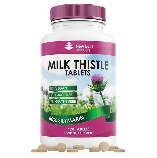 New Leaf Products Milk Thistle Tablets - 80% Silymarin High Strength - One A Day - 4 Months Supply 120 Tablets