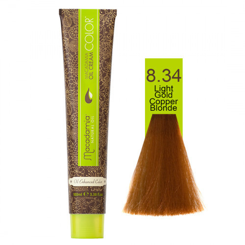 Macadamia Oil Cream Color 8.34 Light Gold Copper Blonde