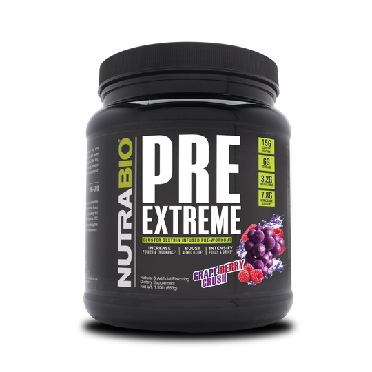 NutraBio PRE Workout 20 Servings Grape Berry Crush