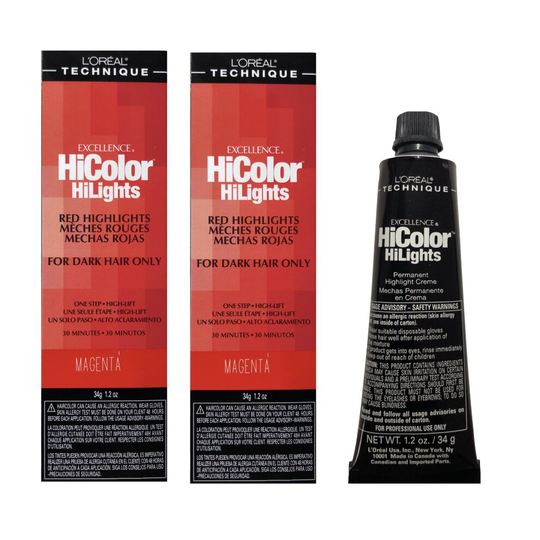 (2-Pack) L'Oreal Technique Hicolor Highlights Magenta Dark Hair 34g