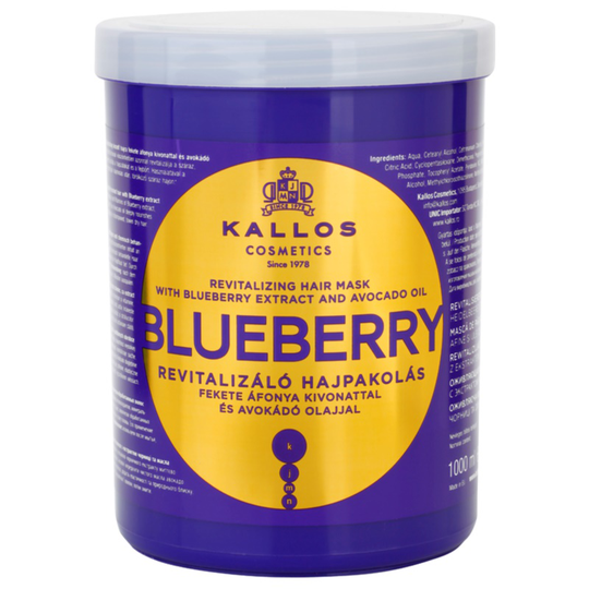 Kallos Blueberry Revitalizing Mask For Dry, Damaged, Chemically Treated Hair 1000 ml
