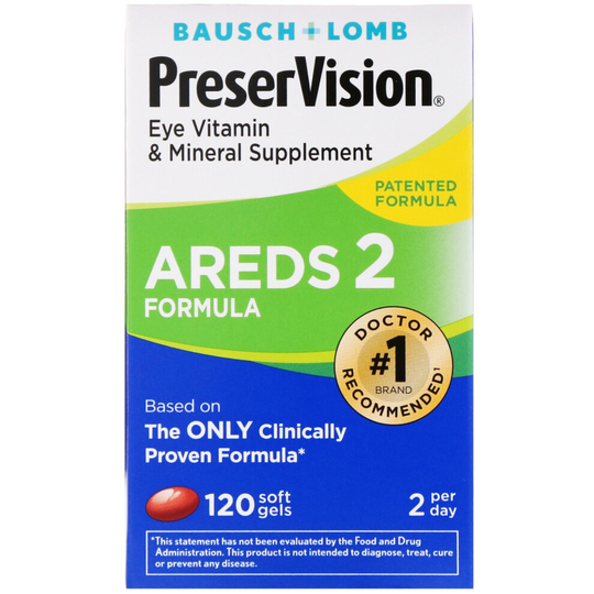Bausch & Lomb, PreserVision, AREDS 2 Formula, Eye Vitamin & Mineral Supplement, 120 Soft Gels