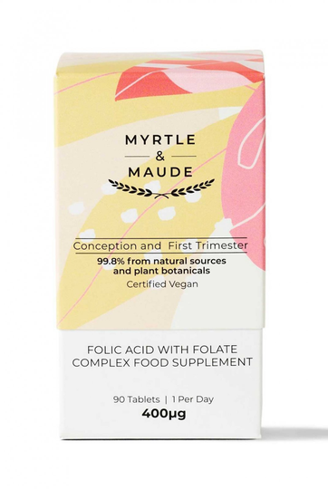Myrtle & Maude Folic Acid With Folate Complex Pregnancy Vitamin 90 Tablets