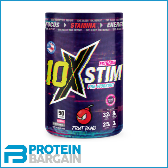 (Peach Purge) 10x Extreme Stim Pre Workout - Stamina Focus Energy 600g 50 Serve