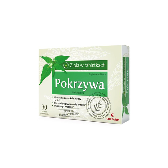 Nettle pokrzywa 30 Tabs Beautiful Skin, Hair, Nails Heavy Legs Circuit