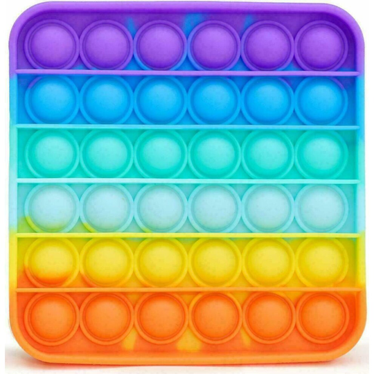 (Square Rainbow) Pop It Square Fidget Toys Push Bubble Stress Relief Kids Tiktok Family Game