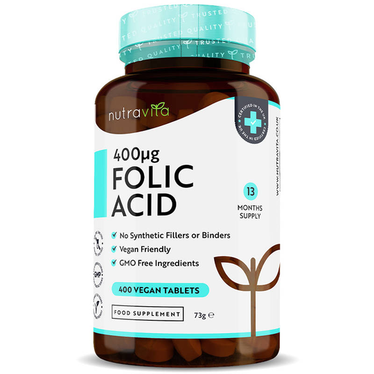 Nutravita - Folic Acid Tablets 400Ug - 400 Vegan Tablets - 13 Months Supply