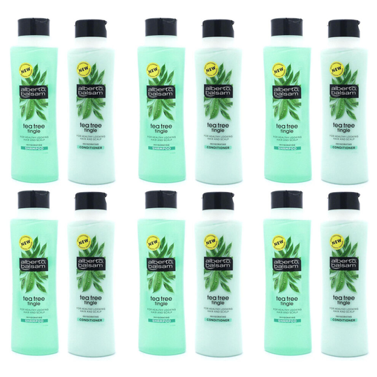 (6x Shampoo & 6x Conditioner - Tea Tree Tingle) Alberto Balsam Hair Shampoo & Conditioner 350ml Bottle