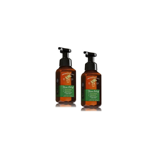 Bath and Body Works 2 Aromatherapy Stress Relief Gentle Foaming Hand Soap Eucalyptus & Spearmint. 8.75 Oz