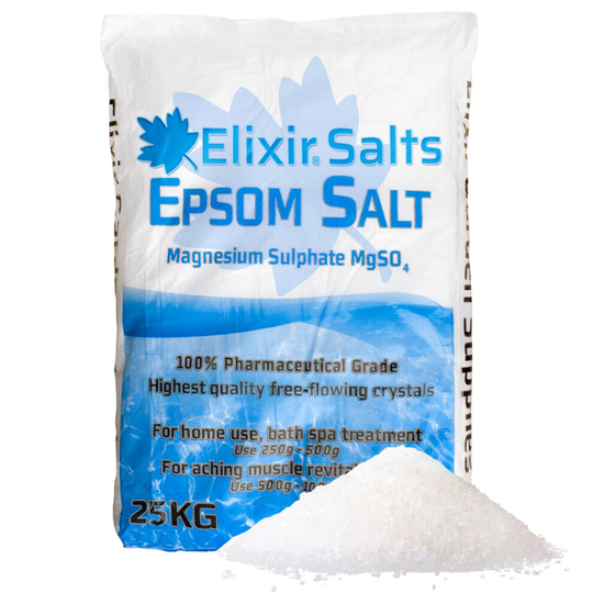 (Pharmaceutical Bag, 25kg) Elixir Gardens Epsom Bath Salt | 100% ORGANIC or PHARMACEUTICAL GRADE | 500g - 25kg Bag or Tub