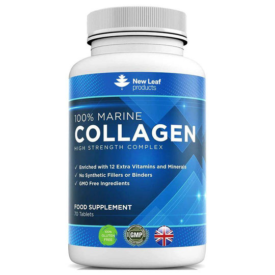 New Leaf Products Collagen Supplements High Strength Type 1 Marine Collagen Tablets + 14 Vitamins 70 Tablets