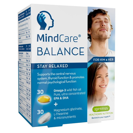 MindCare BALANCE, Natural Anxiety & Stress Relief Capsules, L-Theanine, Magnesium, Omega-3 & B Vitamins, 60 Capsules