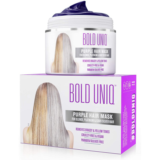 Purple Hair Mask for Blonde, Platinum and Silver Hair: BOLD UNIQ by B Uniq Blue Masque to Reduce Brassiness and Condition Dry