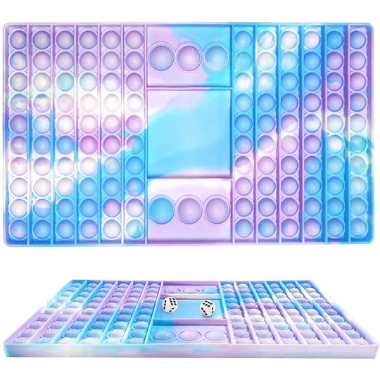 (Color 2) Fidget Toy Rainbow Chess Board Pop Pop Bubble Sensory Fidget Toy for Parent-Child Time Interactive Jumbo Stress Relief Figetget Toy
