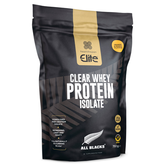 Healthspan Elite All Blacks Clear Whey Protein Isolate Orange & Mango 750G
