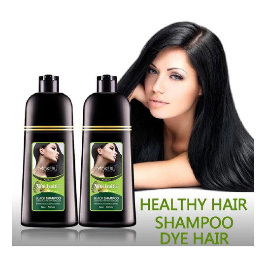 Black Hair Dye Shampoo Permanent Colour MOKERU Grey White Cover 2 PACK