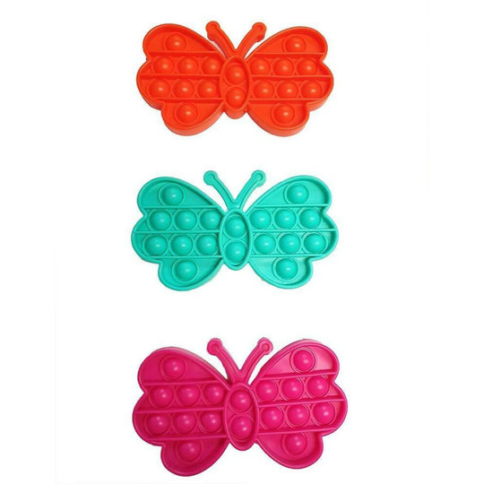 (Butterfly Pink) Push Pop Bubble Sensory Fidget Toy | Reusable and Washable | Made with Silicon Material | Slight Popping Sound | Simple Dimple Fidget