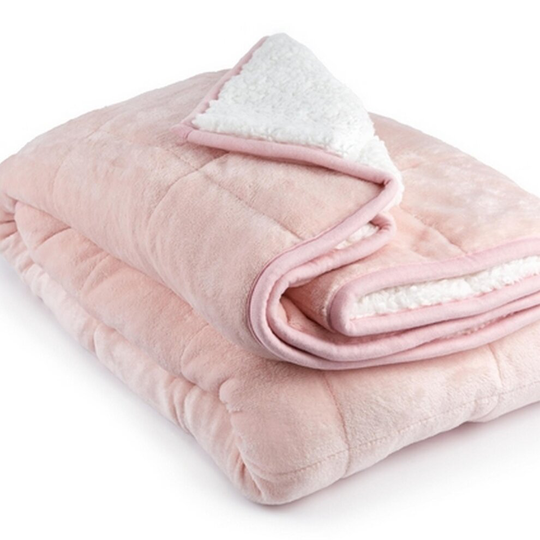 (Blush) Sherpa Fleece Weighted Blanket 7KG For Anxiety, Stress Relief, Improved Sleep