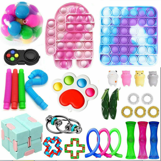 (TG16234G5) 30 Pack Fidget Toys Set Sensory Tools Bundle Stress Relief Hand Kids Adults Toy