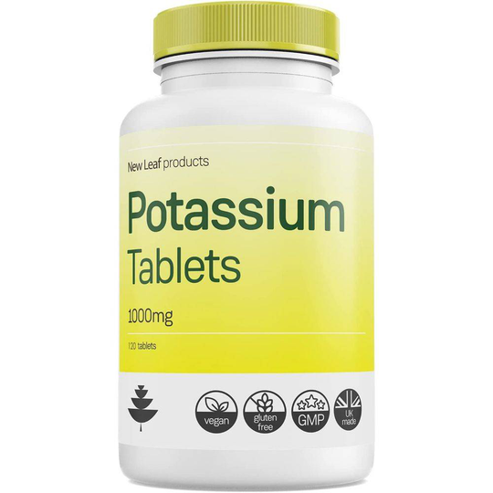 New Leaf Products Potassium Supplements 1000 Mg - 120 Vegan Potassium Tablets Electrolytes High Strength