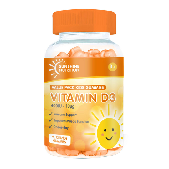 Sunshine Nutrition Kids Vitamin D3 Gummy Vitamins - 90 Orange