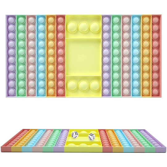 (Rainbow 1) Fidget Toy Rainbow Chess Board Pop Pop Bubble Sensory Fidget Toy for Parent-Child Time Interactive Jumbo Stress Relief Figetget Toy