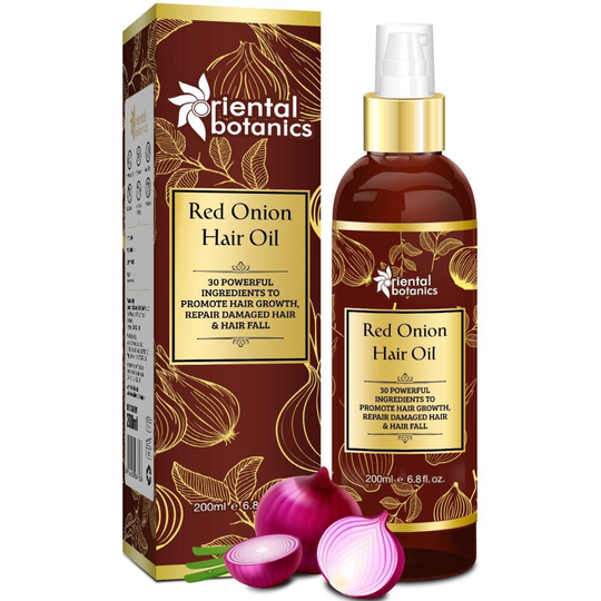 Oriental Botanics Red Onion Hair Oil, 200ml - With 30 Oils & Extracts, Argan Oil, Castor, Bhringraj, Almond Oil (No Mineral Oil)