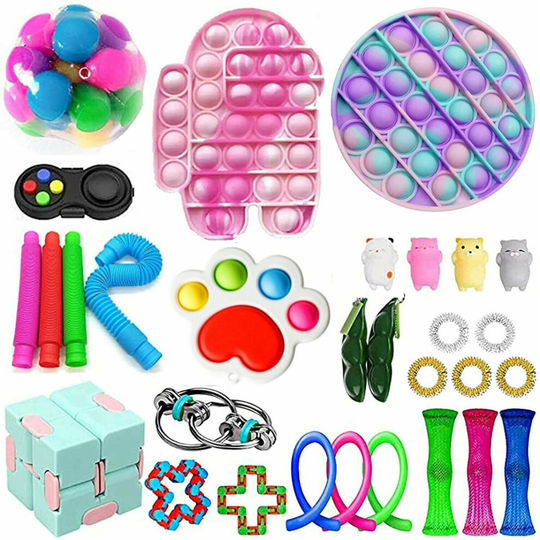 (TG16234G3) 30 Pack Fidget Toys Set Sensory Tools Bundle Stress Relief Hand Kids Adults Toy