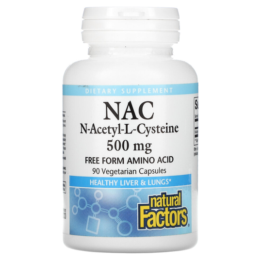 Natural Factors, NAC, N-Acetyl-L Cysteine, 500 mg, 90 Vegetarian Capsules