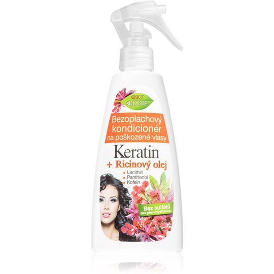 Bione Cosmetics Keratin + Ricinový olej Regenerating Leave-In Conditioner for Hair 260 ml