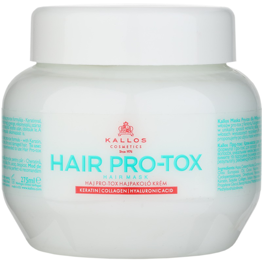 Kallos Hair Pro-Tox Mask for Fine and Damaged Hair With Coconut Oil, Hyaluronic Acid and Collagen 275 ml