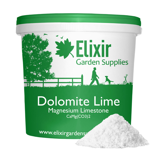 (Tub, 15kg) Elixir Gardens Dolomite Lime Magnesium Limestone | Supplied in a Bag or Re-sealable Tub |500g - 25kg