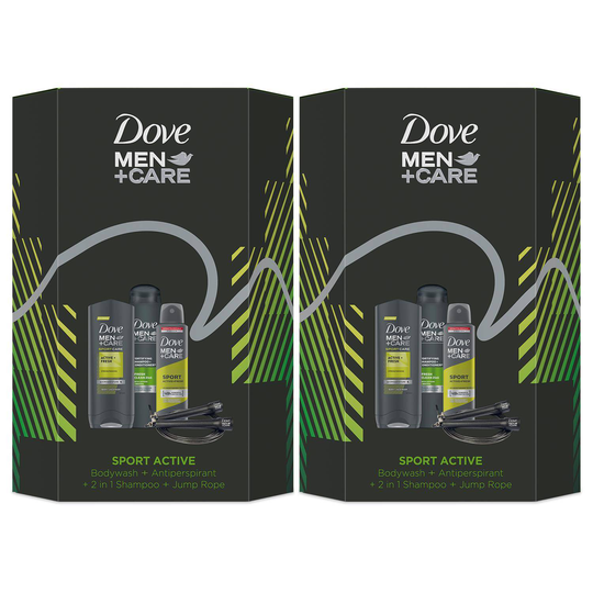 Dove Men Care Sport Active Bodywash Shampoo Deo 3Pcs Gift Set With Jump Rope 2Pk