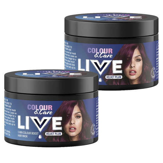 Schwarzkopf Colour & Care Live Velvet Plum 5 Minute Colouring Hair Mask 2 X 150Ml