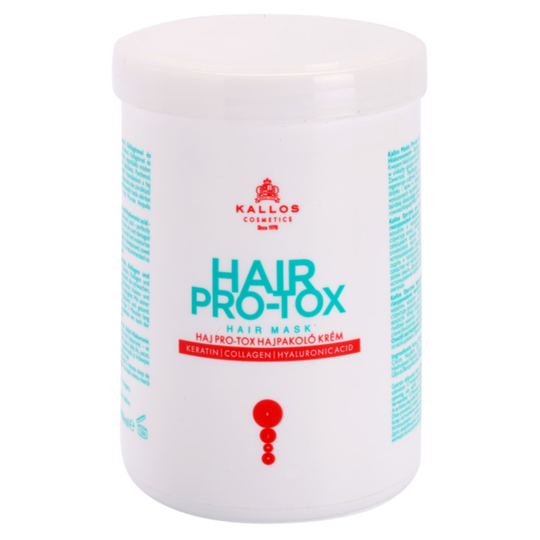 Kallos Hair Pro-Tox Mask for Fine and Damaged Hair With Coconut Oil, Hyaluronic Acid and Collagen 1000 ml