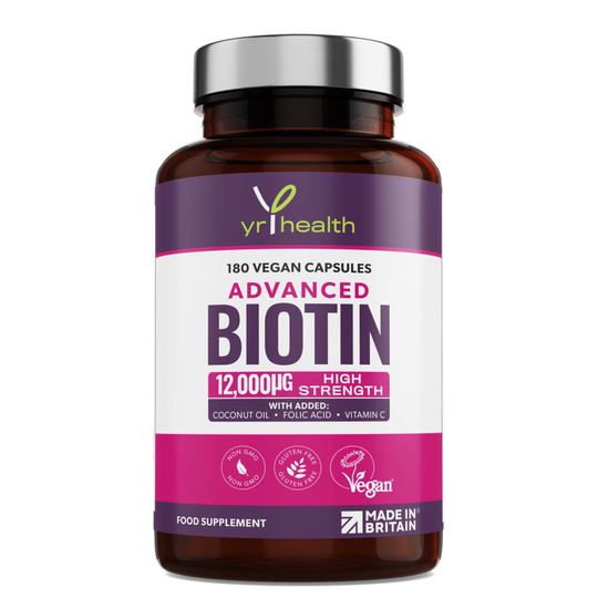 Biotin Hair Growth Supplement 12,000mcg Coconut Oil, Folic Acid, Vit C