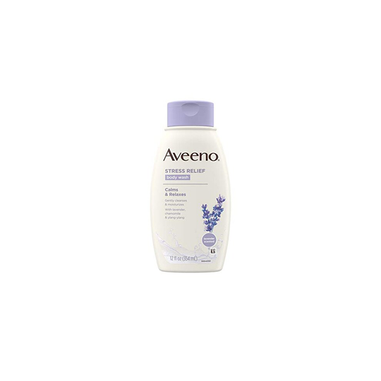 Aveeno Stress Relief Body Wash with Soothing Oat, Lavender, Chamomile & Ylang-Ylang Essential Oils, Dye- & Soap-Free Calming Body Wash for Shower Gent