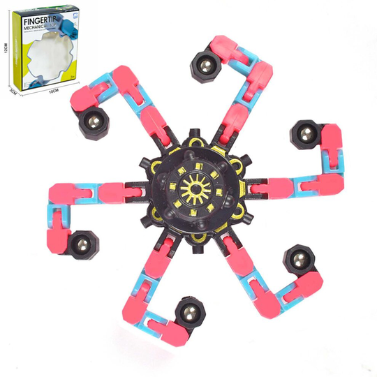 (Luminous Pink) Transformable Fidget Kids Toy Luminous Fingertip Spinner Stress Relief Xmas Gift