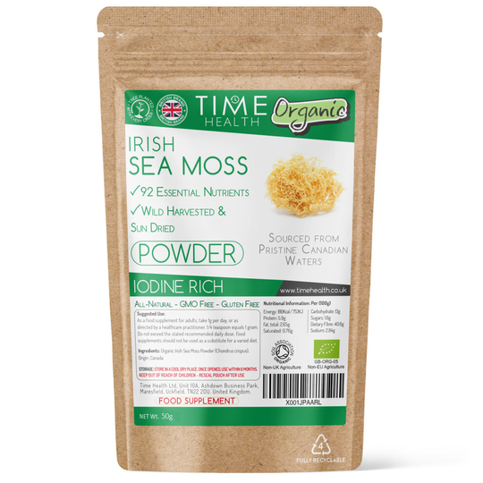 Organic Irish Sea Moss - Wild Harvested - Source of 92 Essential Nutrients - High in Iodine - Sourced from Pristine Canadian Waters
