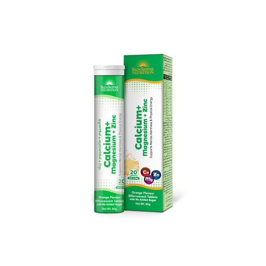 Sunshine Nutrition Calcium + Mag + Zinc Effervescent 20 Tablets