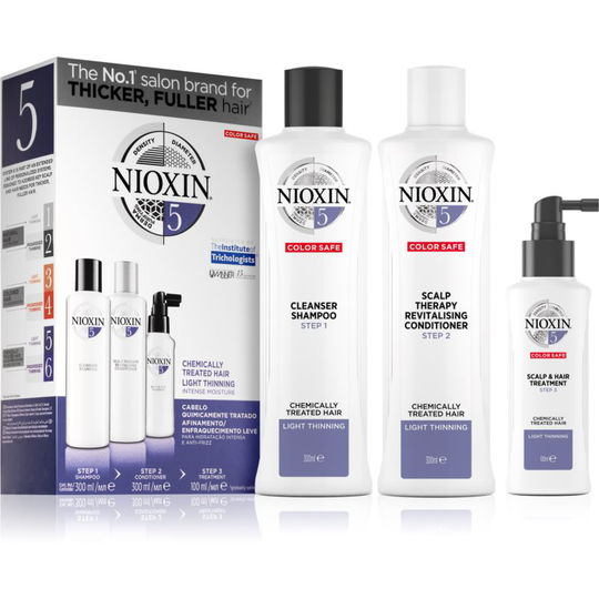 Nioxin System 5 Color Safe Chemically Treated Hair Light Thinning Set (For Moderate To Severe Thinning Of Normal, Natural And Chemically Treated Hair)
