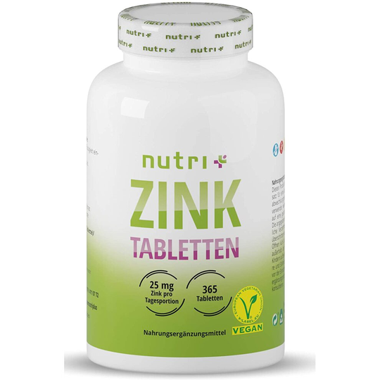 Zinc Tablets 25mg - Vegan + high Dosage - 365 zinc Tablets for Skin + Hair - zinc bisglycinate Without additives/Magnesium Stearate -